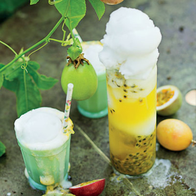 Granadilla cordial and lemon sorbet floats