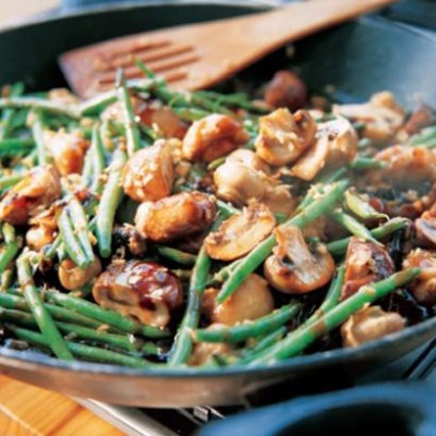 Green bean and mushroom stir fry