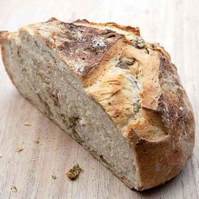 Green olive and porcini dust country loaf