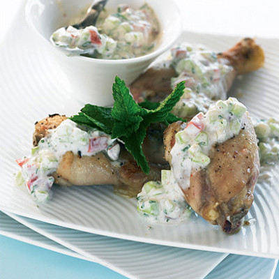 Grilled chicken with raita