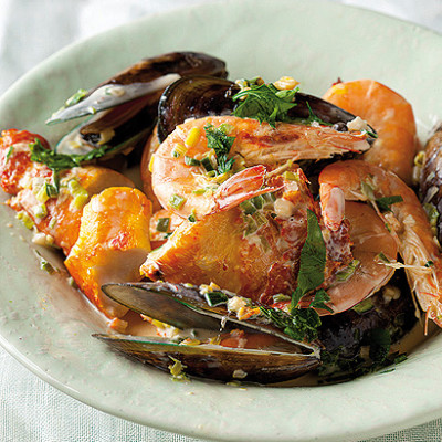 Haddock and prawn stew