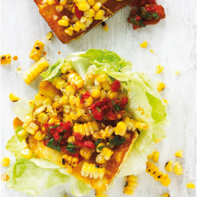 Halloumi and sweetcorn salad