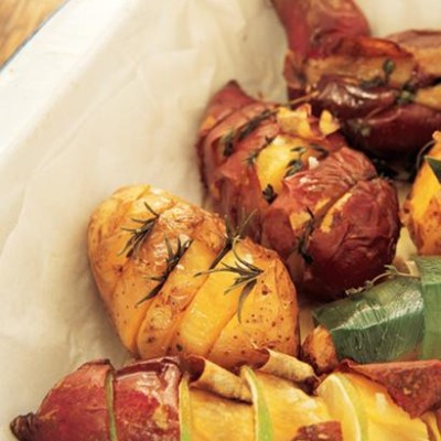 Herb-infused baked potatoes