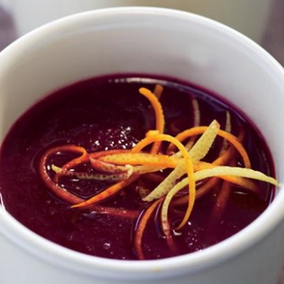 Hot beetroot, citrus and coriander drink