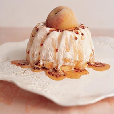 Ice cream and peach bombe