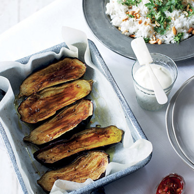 Indian baked spiced brinjals