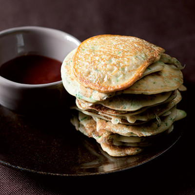 Japanese mushroom pancakes with plum dipping sauce