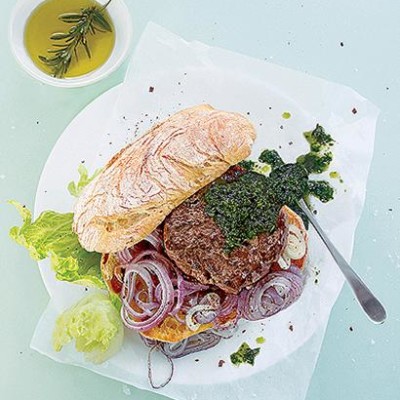 Lamb and red onion burgers