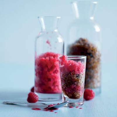 Layered raspberry and mocha granita