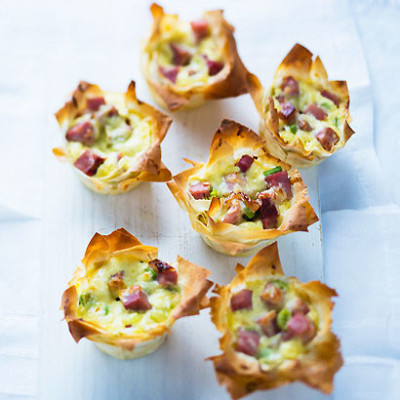 Leek and ham phyllo tarts