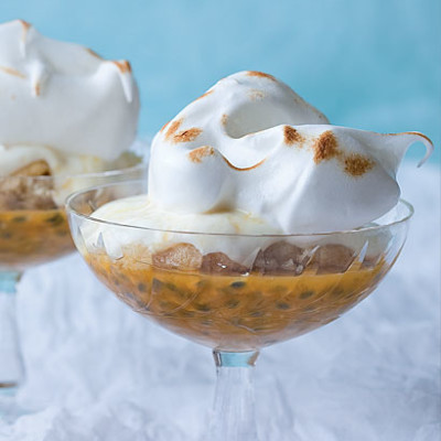 Lemon curd and granadilla trifle