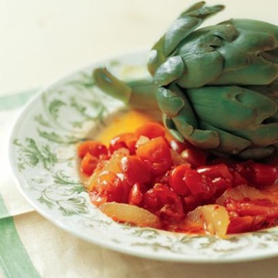 Lemony salsa and steamed artichokes