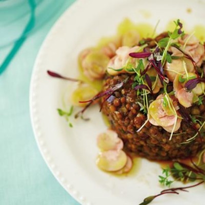 Lentil terrine with sprouts