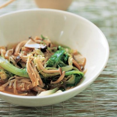 Mushroom hotpot with greens