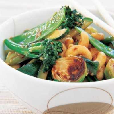 Nut and crispy green stir fry