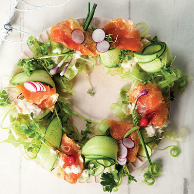 Oak-smoked trout salad wreath