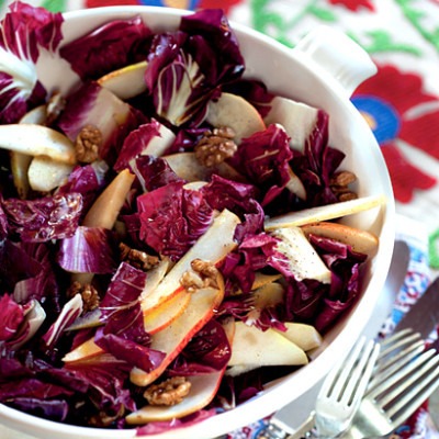 Pear, walnut and radicchio salad