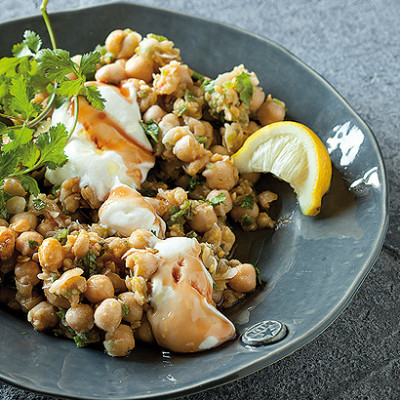 Pomegranate molasses-laced chickpea salad