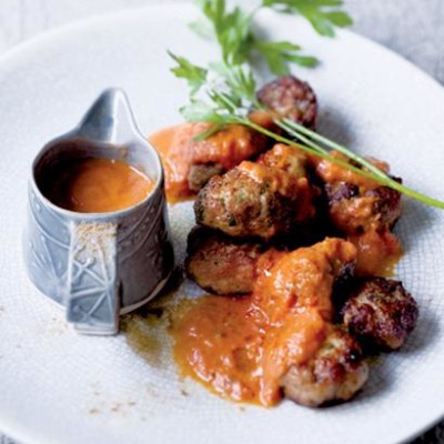 Pork koftas with tomato relish