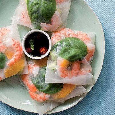 Prawn-and-basil rice-paper parcels