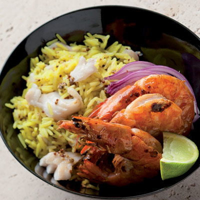 Prawn and hake pilau