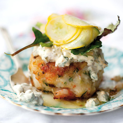 Prawn cakes with home-made tartare sauce