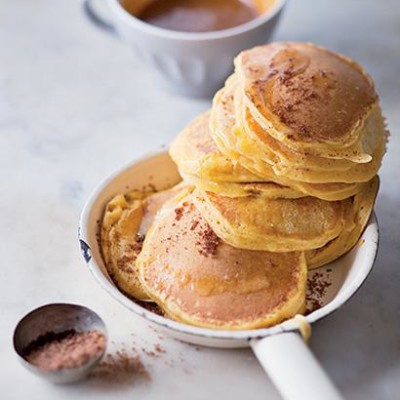 Pumpkin flapjacks with butterscotch sauce