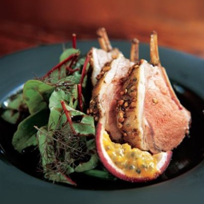 Rack of lamb with crushed coriander and granadilla