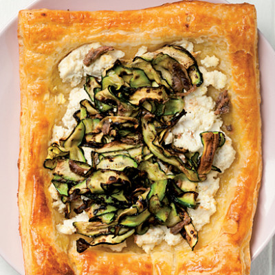 Ricotta, anchovy and baby marrow tart