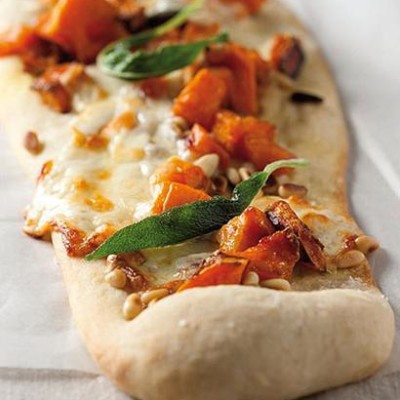 Roast butternut and smoked mozzarella pizza