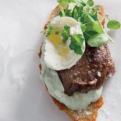 Roast lamb and minted tzatziki toasts