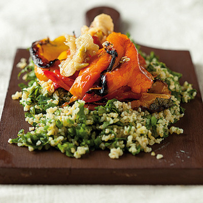 Roast pepper and bulgur wheat salad