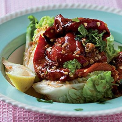 Roast red peppers with Thai pesto