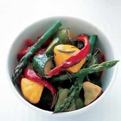 Roasted vegetables in sherry vinegar dressing