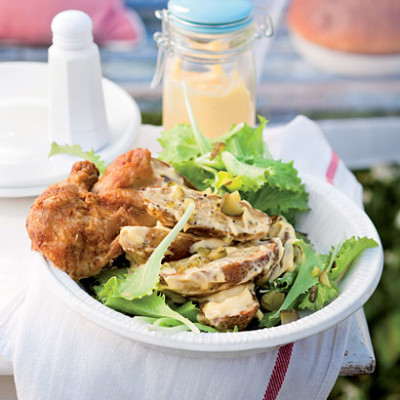 Rotisserie chicken with roast potato salad and home-made mayonnaise