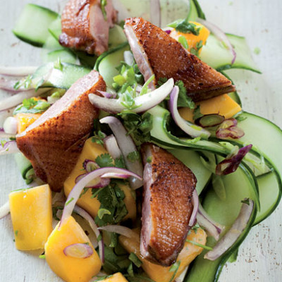 Seared duck and mango salad