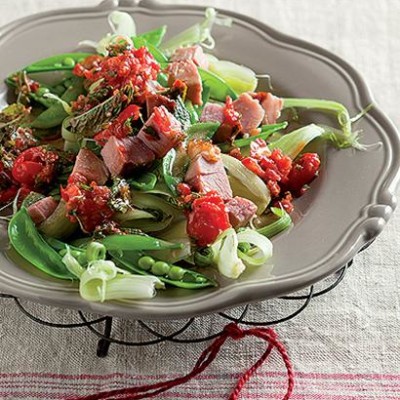 Sherry vinegar and walnut oil dressed gammon salad