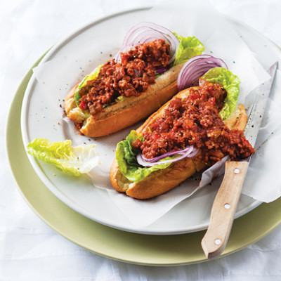 Sloppy joes on crusty French rolls