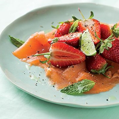 Smoked salmon, mint and strawberry