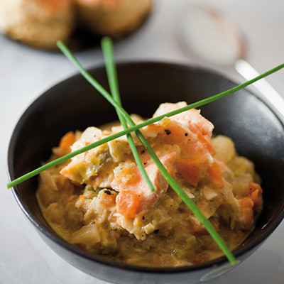 Snoek and trout chowder with corn scones