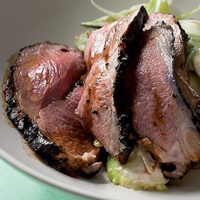 Spicy pomegranate leg of lamb with cucumber and avocado yoghurt