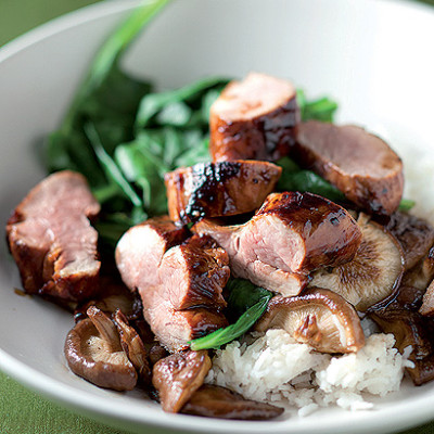 Sticky rice with sweet soya pork