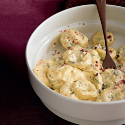 Sweet-potato gnocchi in lemony creme fraiche