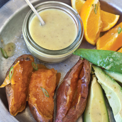 Sweet potato with orange and avocado