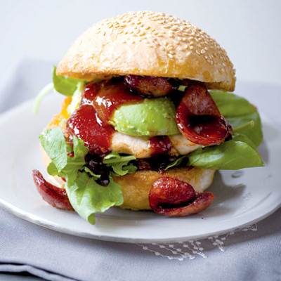 The ultimate chicken, chorizo and avo burger