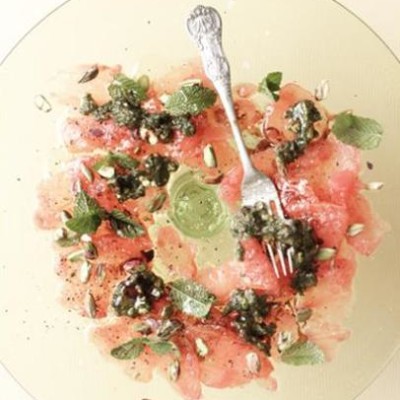 Tomato Carpaccio with mint pesto