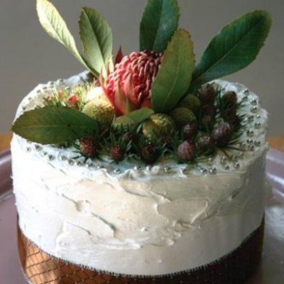 Turkish fig and brandy chocolate Christmas cake with Morello-cherry ganache and Swiss meringue frosting