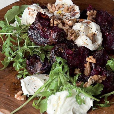 Warm beetroot and mozzarella salad