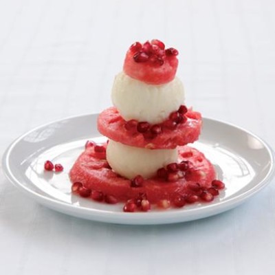 Watermelon and lemon sorbet stack