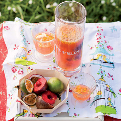 Watermelon, plum and granadilla punch